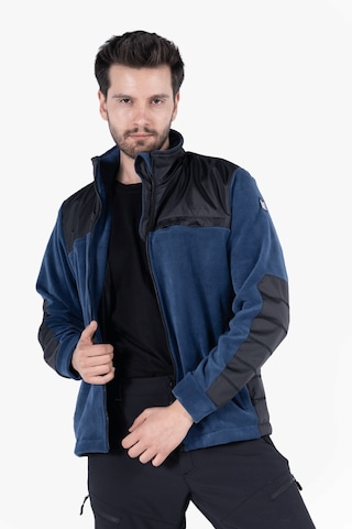 Omuz ve Dirsek Takviyeli Polar Ceket İndigo - Siyah