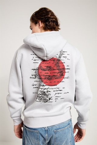 Jahr Marc Dragon Baskılı Gri Oversize Erkek Sweatshirt Gri