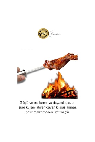 3 Adet 40 Cm Premium Paslanmaz Çelik Saplı Izgara Şişleri Et Tavuk Barbekü Kebap Mangal Adana Urfa