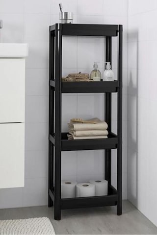 Omaş Household Product 4 Katlı Siyah Banyo Raf Ünitesi Dolap