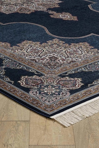 Saray Halı Alhambra Ah10a 120 Tarak Lüks Klasik Salon Halısı Özel Taban Dokulu Mavi - Beyaz