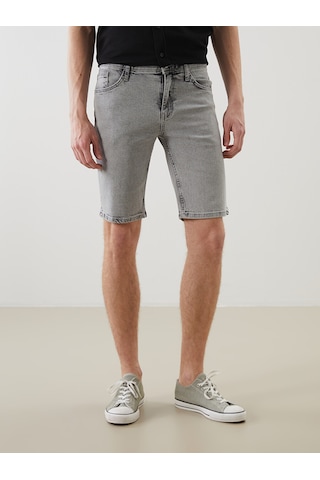 Lcw Jeans Gri Süper Skinny Fit Erkek Jean Şort