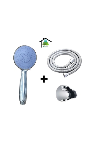 Mintev Mavi Mini Eco Duş Seti Krom Eco Hortum Ve Mafsal Mavi