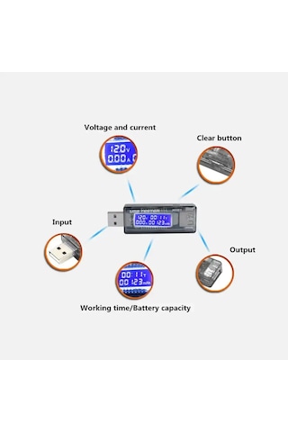 Kws-v20 Led Ekranlı Usb Voltmetre Ampermetre Usb Şarj Ve Kapasite Cihazı