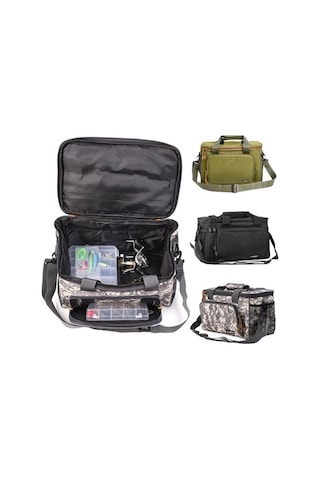 Novahub Dayanıklı 600d Kumaştan Balıkçı Çantası - Yeşil/siyah/kamuflej Gümüş Renk Seçenekleri