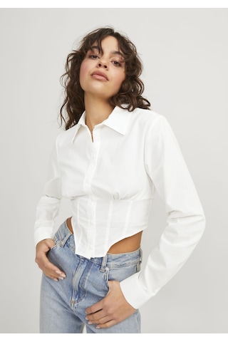 Jack & Jones Kadin Uzun Kollu Gömlek Korse - Annie 12253309 Blanc De Blanc Beyaz