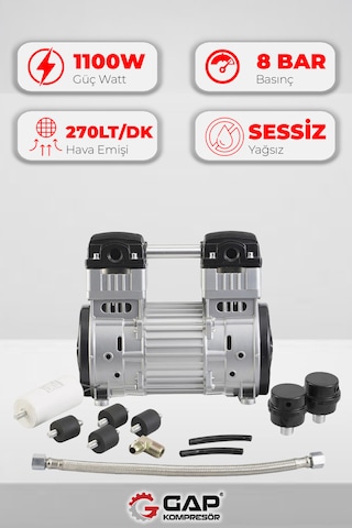 Kompresör Kafası Sessiz Ve Yağsız G1100w