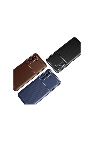 Huawei P40 Lite 5G Kilif Lens Karbon Tasarim Negro Silikon Kapak 466733594