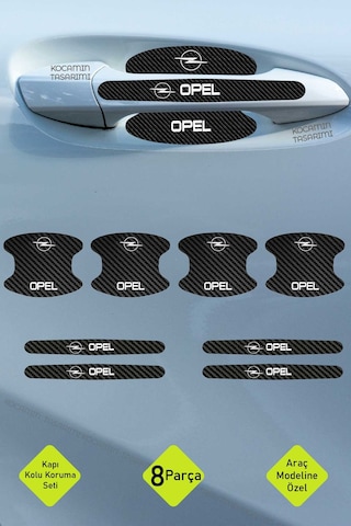 Opel Yazılı Kapı İçi Koruma Seti Yazılı Serisine Uygun Karbon Desenli Şık Beyaz Yazılı Tasarım
