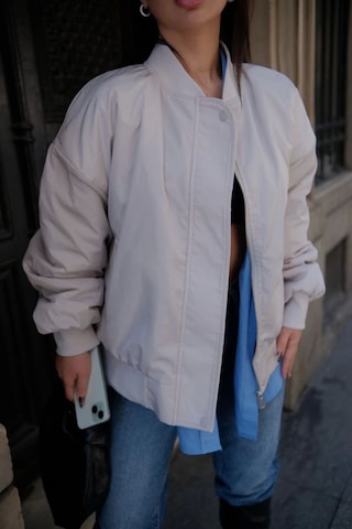 Tua Moda Cepli Bomber Ceket Mont - Beyaz Beyaz