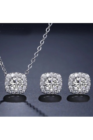 Monemel Kristal Taşlı Kolye N01243 Gümüş