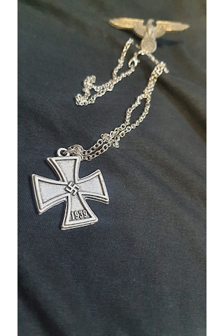 Swastika Cross Antik Kolye Gümüş