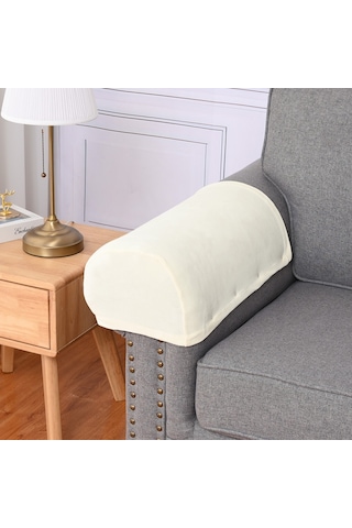 Gajeena Ev Kullanıma İçin Yıkanabilir, Kaymaz, Dört Mevsim Uygun, Esnek Polyester Koltuk Kol Koruması 1 Çift + 10 Adet Çivi, Bej Rengi Bej