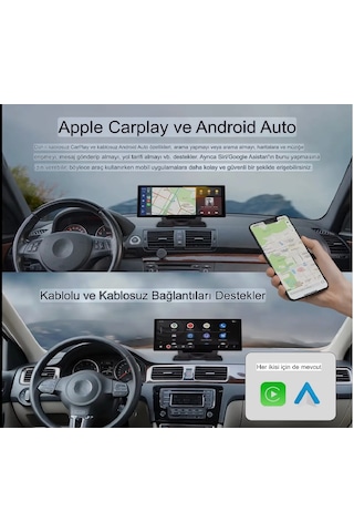 Carplay & Android Auto Destekli Çift Kameralı Araç İçi Monitör