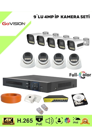 Go Vision 9'lu 5mp 4k Ultra İp Kamera Seti