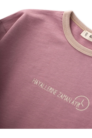 Cigit Geniş Kesim Mevsimlik Uzun Kollu T-shirt 2-8 Yaş Leylak