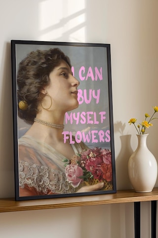 I Can Buy Myself Flowers Çerçeveli Tablo Genç Kız Odası Ve Makyaj Masası İçin Duvar Dekoru Altered Art