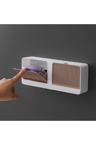 2 Bölmeli Yapışkanlı Duvara Monte Mutfak Banyo Katı Sabunluk Kahve