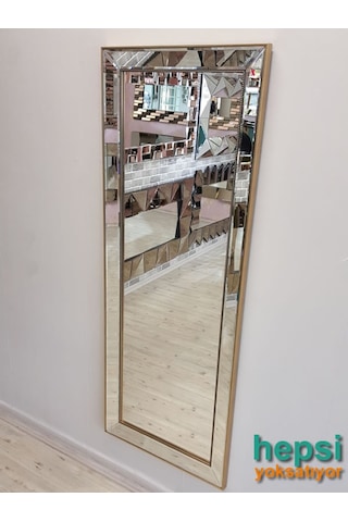 Ayna Çerçeveli Model Eskitme Altın Renk Boy Aynası Altın