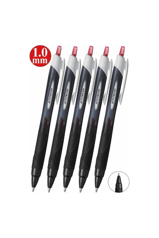 Kırmızı Jel Uçlu Pilot Kalem 5 Adet Uniball Jetstream Sxn-150s 1.0 Mm Basmalı Pilot Kalem Roller Uçlu Likit Mürekkepli