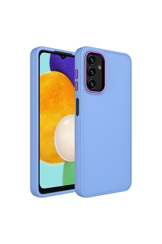 Zore Galaxy Uyumlu A04s Kılıf Metal Çerçeve Ve Buton Tasarımlı Silikon Luna Kapak - Lila Lila