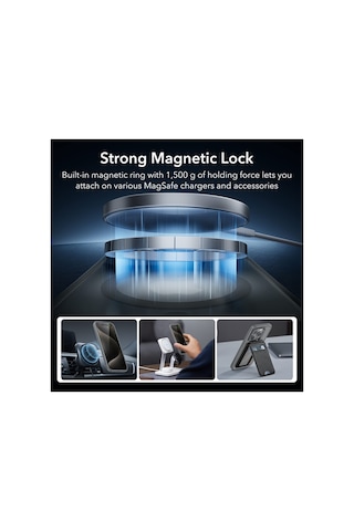 Esr Apple Uyumlu iPhone 15 Pro Max Halolock Mag Safe Hybrid Silikon Kılıf Şeffaf Gri Çok Renkli