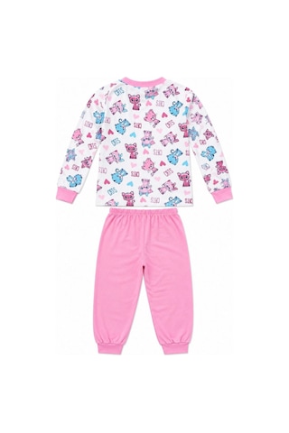 Ertaş Trend Store Kız Çocuk Premium Penye Kedi Desenli Uzun Kollu Pijama Takımı 2-11 Yaş - Pembe Çok Renkli