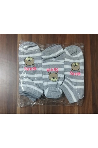 Efemicgiyimstore Bayan Tedy Ayıcık Desenli Ekonomik Bilek Boy Çorap 12'li Paket Çok Renkli
