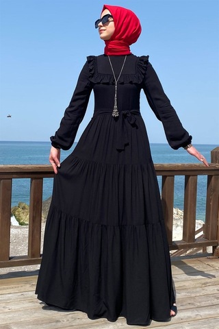 Rabia Şamlı Bade Elbise Siyah Normal
