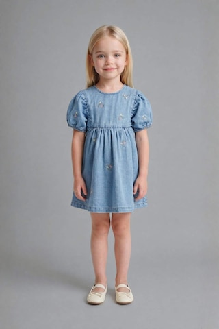 Defacto Pamuklu Denim Elbise Kız Bebek H4072a526smnm39 Mavi-nm39