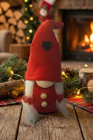 Yılbaşı Süsü Noel Elf Cüce Figür 30cm Dekoratif Peluş Biblo 30 CM