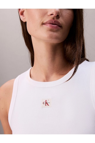 Calvin Klein Jeans Kadın Etiketli Pamuklu Fitilli Beyaz Bluz Lv047c201g-yaa Beyaz