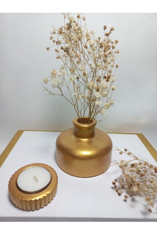 Şık Tasarım Antiquity Gold Rengi Minimal Vazo, Masa Ve Sehpa Üzeri, Dekoratif Aksesuar Gold