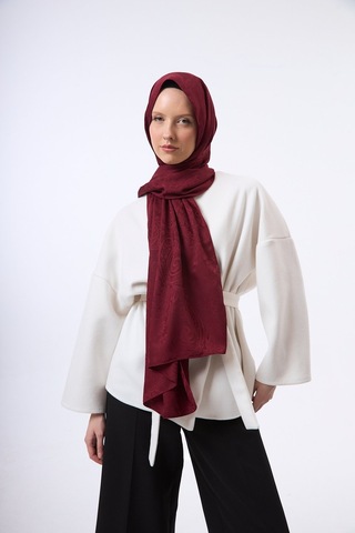 Mirsoy Scarf Velora Modern Desen Şal Bordo