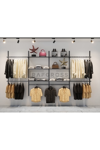 Mağaza Raf Sistemi, Askılık Sistemi, Butik, Mağaza Stand-245 200 Siyah