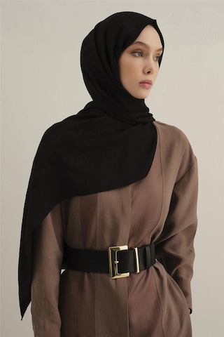 Armine Lyocell Naia Kare Monogram Şal 6 01 Siyah