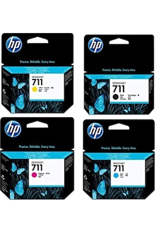 Hp 711 Cz129A Cz130 Siyah Kırmızı Sarı Mavi Kartuş Seti T520