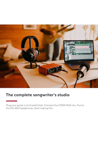 Focusrite Scarlett Solo Studio Gen 4 Ses Kayıt Paketi: Şarkı Yazarları İçin Kayıt, Yayın Ve Podcasting İçin Kondansatör Mikrofon Ve Kulaklık, Usb Audio Arayüzü
