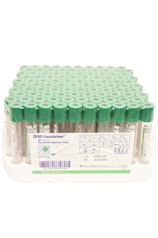 Bd 10ml Lithium Heparinli Vakumlu Kan Alma Tüpü Yeşil 100lük Paketlerde