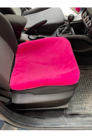 Yumuşak Tüylü Peluş Serme Oto Koltuk Koruyucu Minder Ön Tekli Fuşya Pembe
