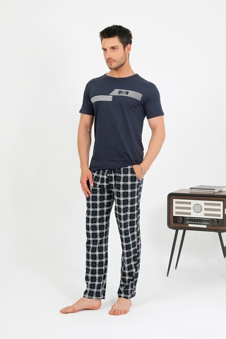 Akbeniz Erkek Pamuk Kısa Kol Pijama Takım Lacivert 6875 Lacivert