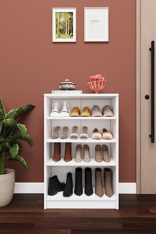 Asra Trend 4 Katlı Açık Raflı Ayakkabılık A-31 %100 MDF Modern Bot Uyumlu Düzenleyici Beyaz
