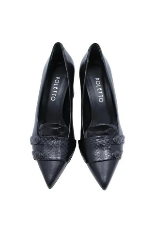 Poletto Hakiki Yılan/hakiki Deri Sıyah Ayakkabı Stiletto 9841 89 Yln-1347 Siyah