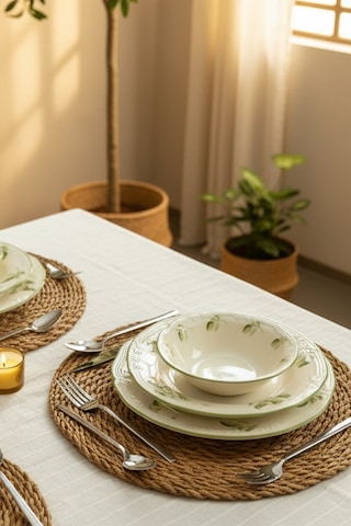 Bernardo Leaf 24 Parça Porselen Yemek Takımı Beyaz - Yeşil