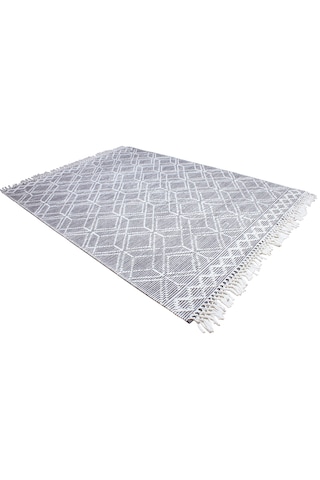 My Home Halı Oslo Iskandinav Şahane El Dokuma %100 Doğal Pamuk Yumuşak Gri Yıkanabilir Kilim Halı K1 Gri
