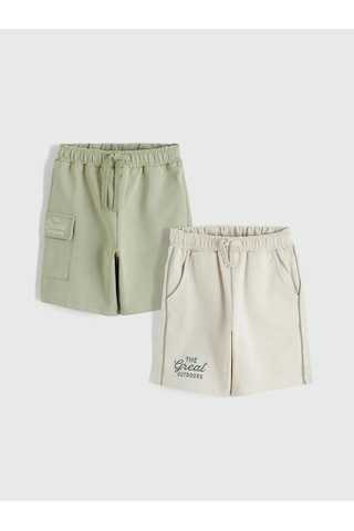 Lc Waikiki Yeşil Baskılı Erkek Çocuk Kargo Şort 2'li