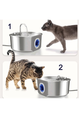 Ecronicword Paslanmaz Çelik Evcil Hayvan İçme Çeşmesi Kedi Köpek 3.2l W12