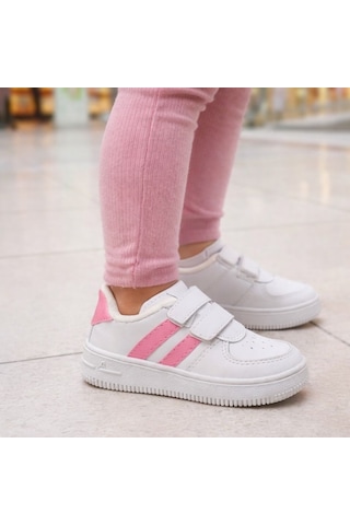 Papucumun Dünyası Günlük Bebek Çocuk Sneaker Cırt Cırt Bantlı Spor Ayakkabı Yürüyüş Ayakkabısı Pembe