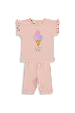 Civil Baby Dondurma Nakışlı 6-18 Ay Takım - Pudra Somon
