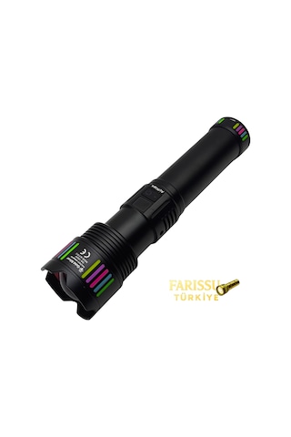 Gold Silver Gs-15250 110w 11000 Lümen Profesyonel Şarjlı El Feneri - 2 Km Menzilli Zoomlu Powerbank Özellikli Siyah
